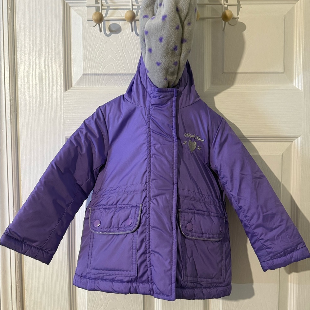 OshKosh B'gosh Girls 2T Lavender purple Puffer Jacket coat parka